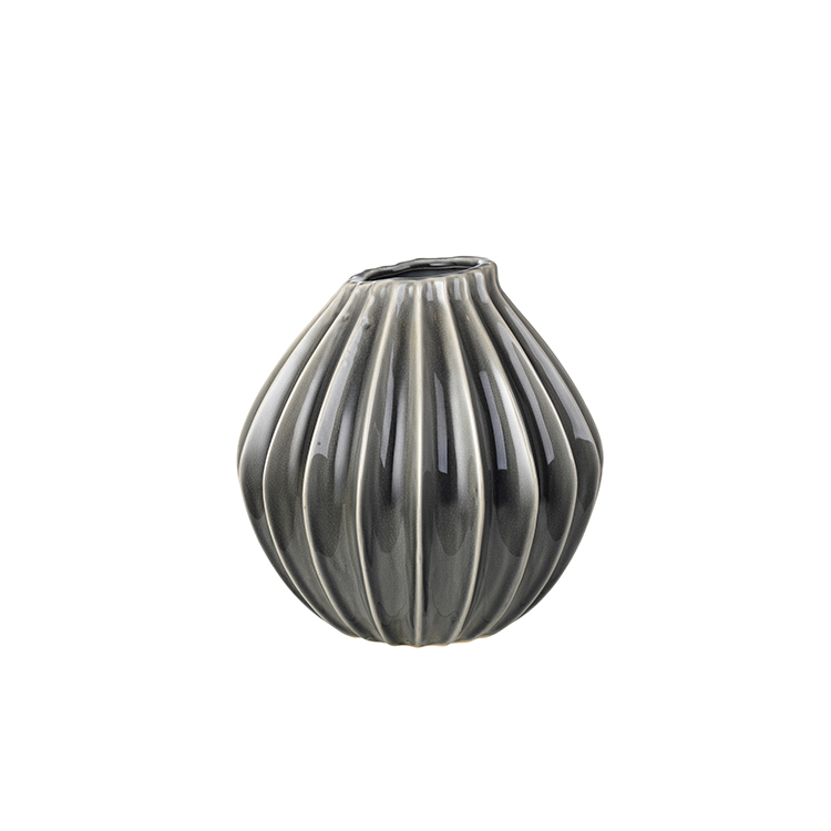 Vase Wide M Smoke Grey