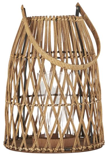 Laterne Rattan mit Glaseinsatz M