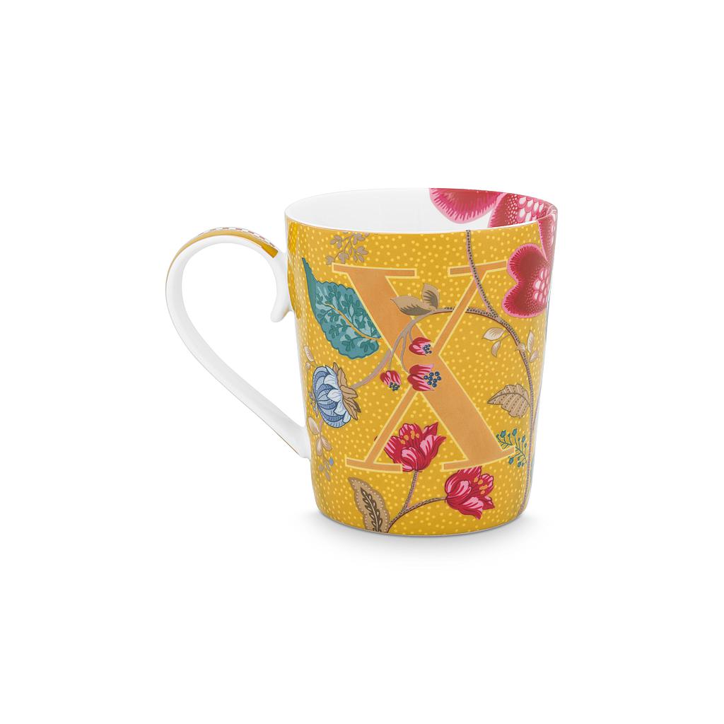 Tasse Alphabet Blushing Birds yellow X