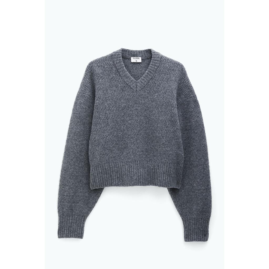 Pullover Structure Yak Mid Grey Melange