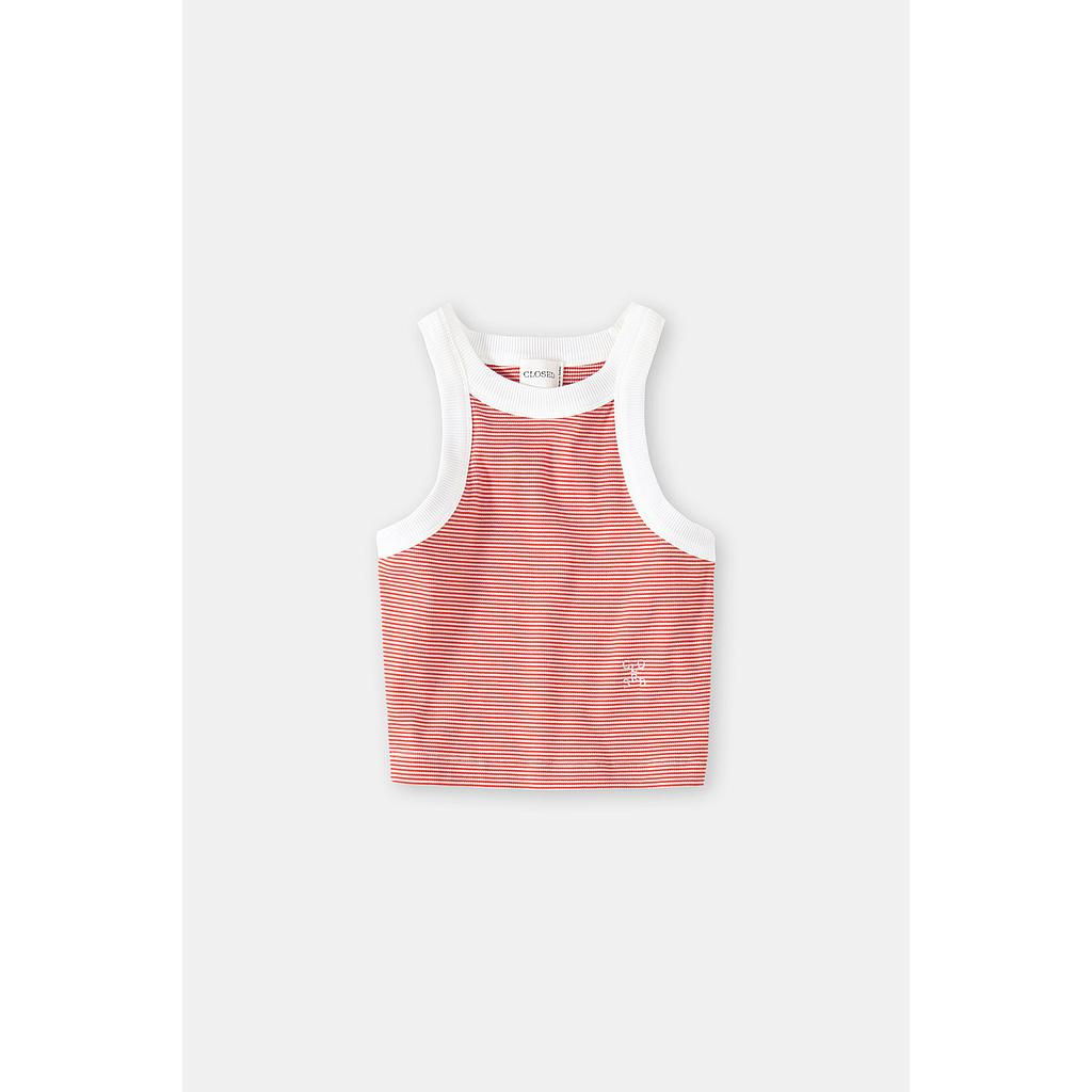 Racer Tank Top cropped arabiata/ white