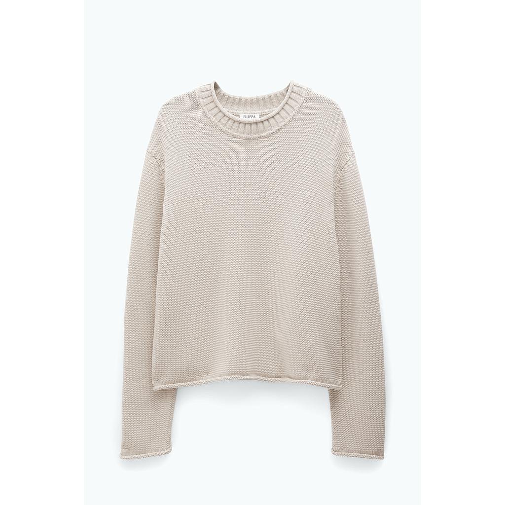 Pullover Hem Rolled Light Beige