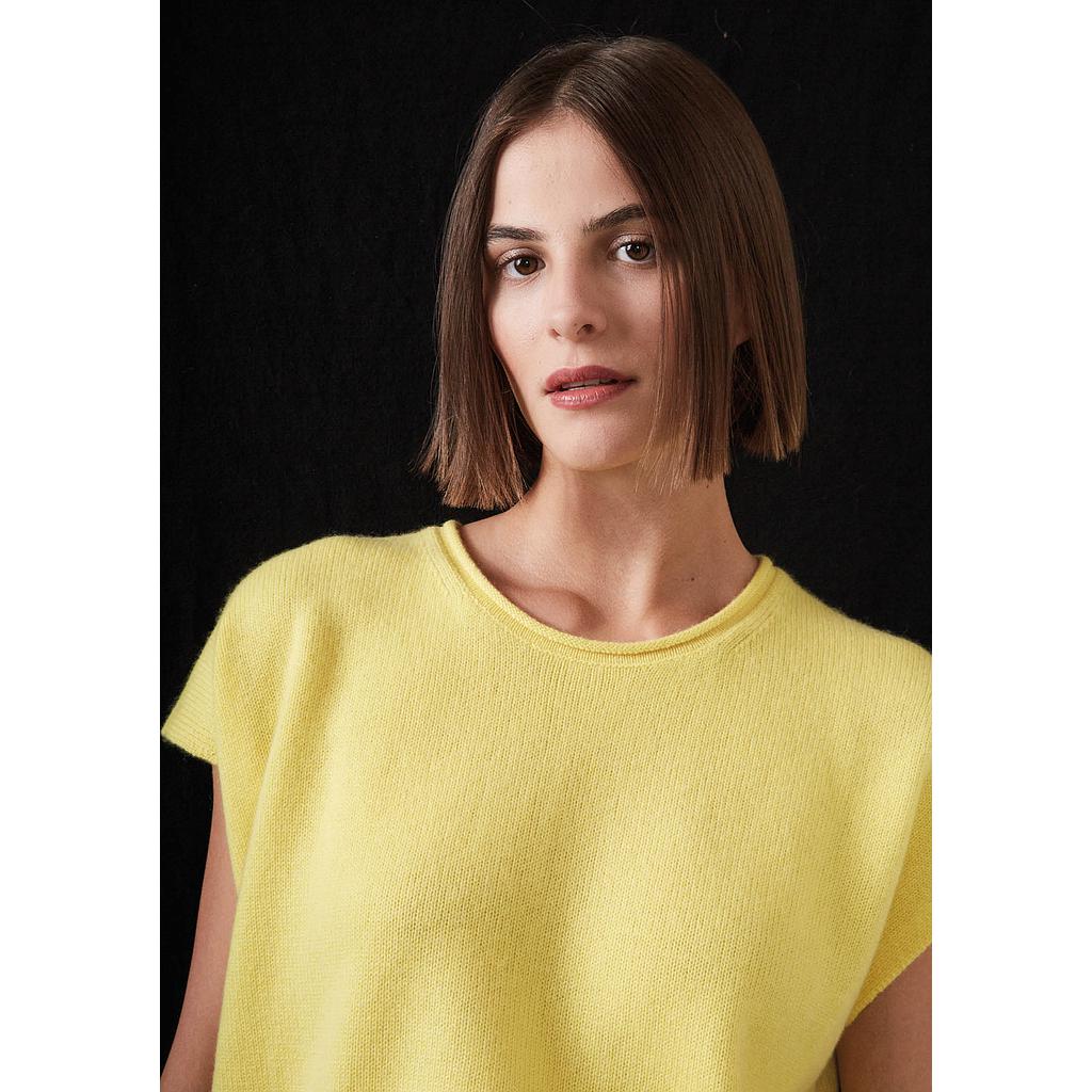Kaschmir Pullover Kempsey kurzarm bright yellow