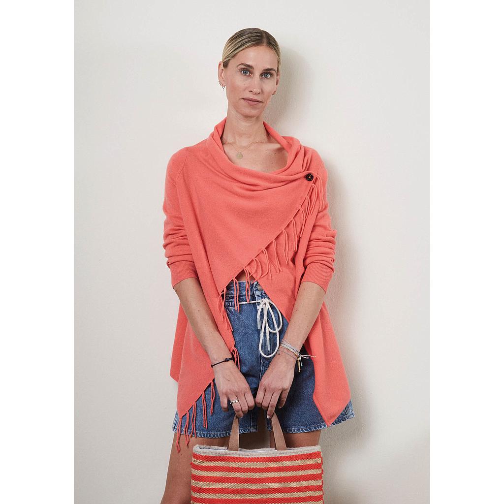 Kaschmir Cardigan Medowie asymetric cerise