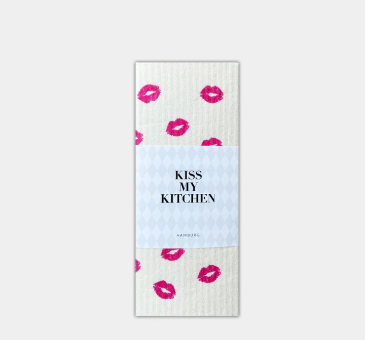 Schwammtuch Kiss white/ pink