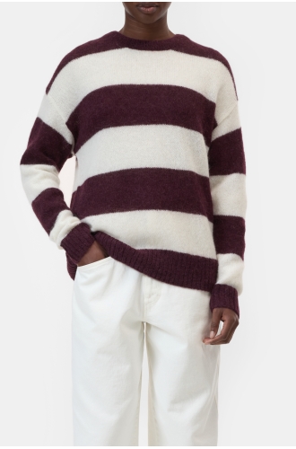 Strickpullover Woll-Alpaca mix dark raisin red