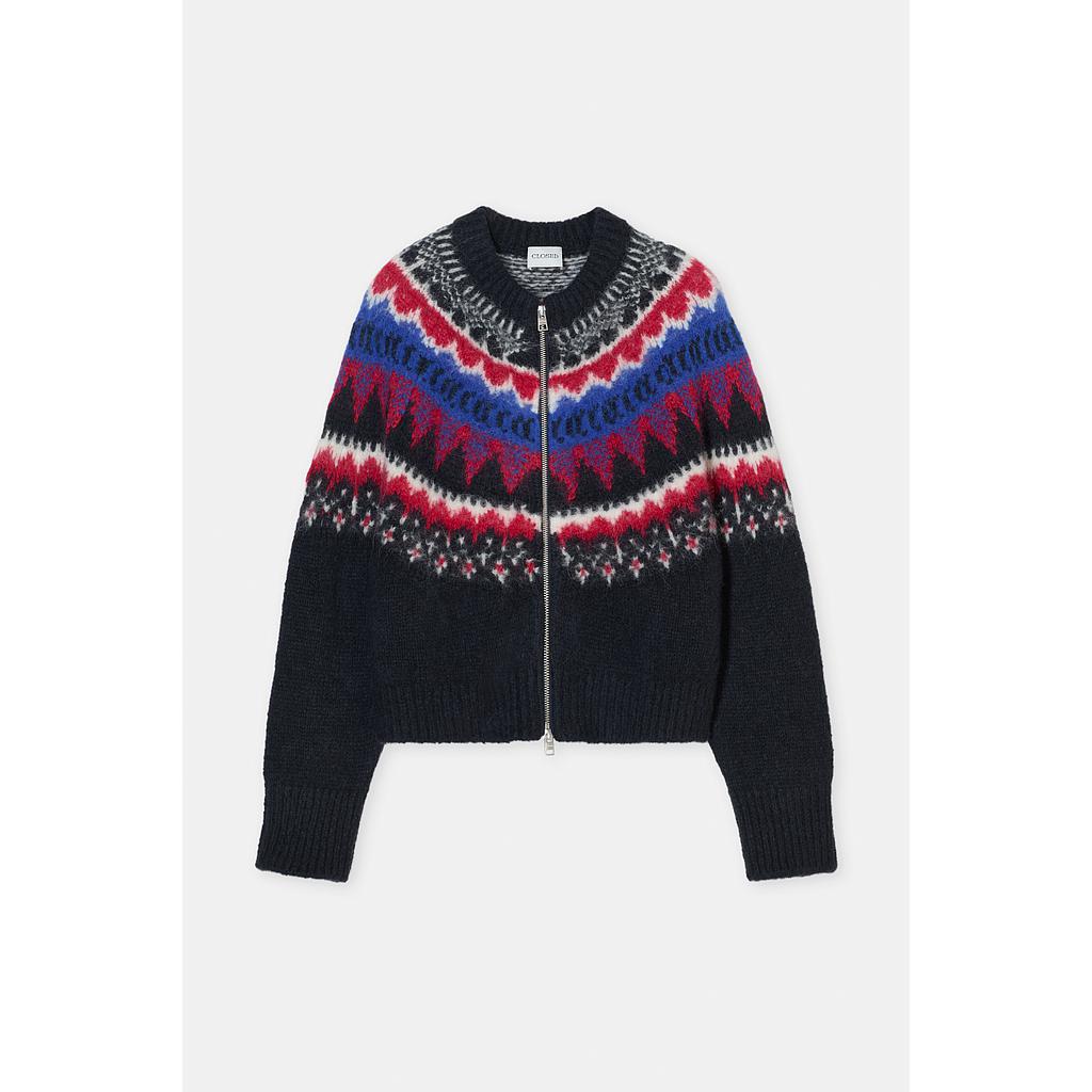 Cardigan Jaquard-Strick mit Zip cosmic grey