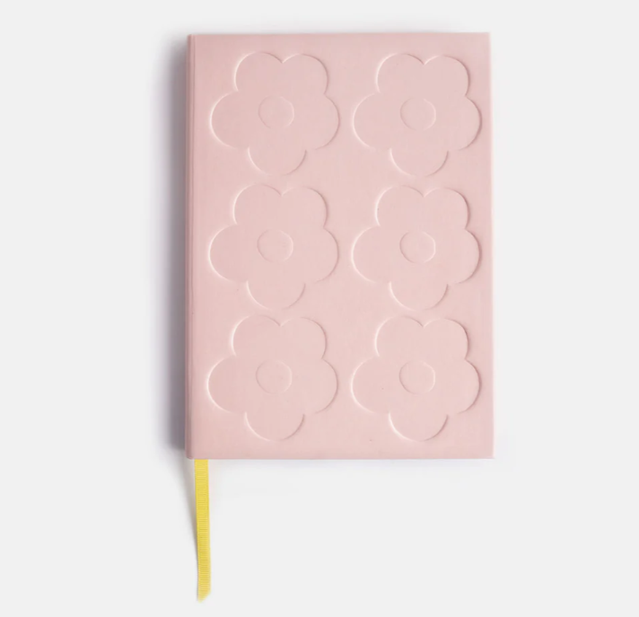 Notizbuch mit geprägten Blumen pink