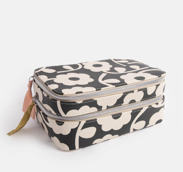 Schminktaschen-Organizer Monoblume anthrazit