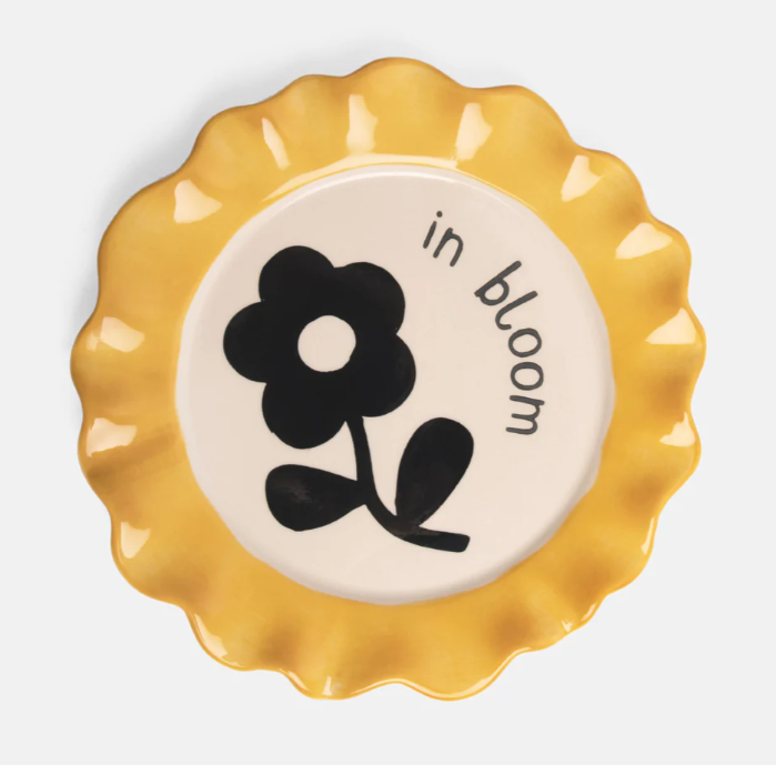 Keramikplatte Monoblume gelb