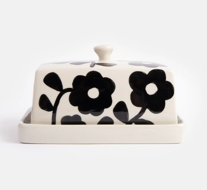 Butterdose mit Monoblumenmotiv