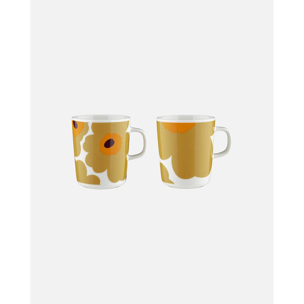 Henkelbecher 2er Set OIVA UNIKKO weiß/ karamell/ orange