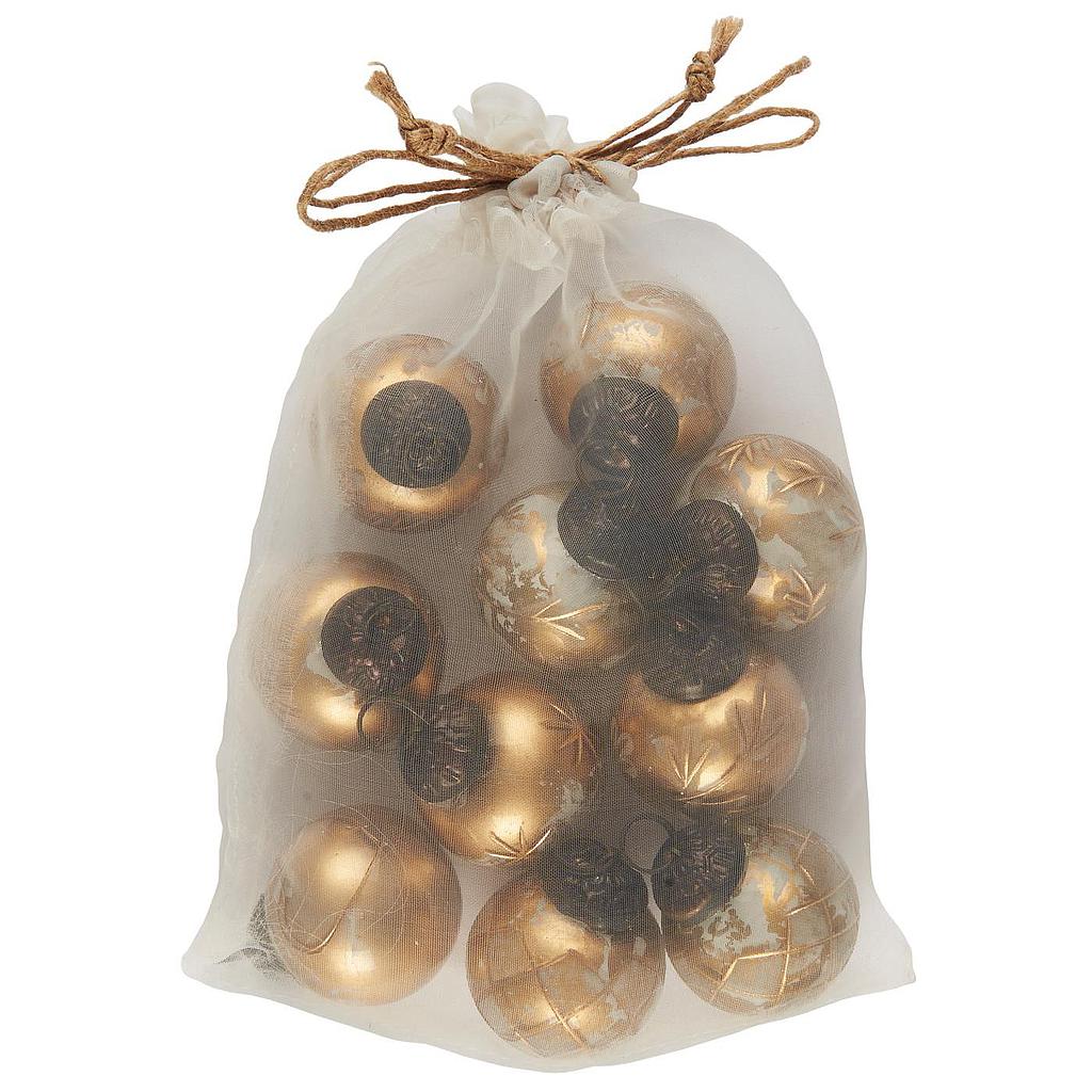Weihnachtskugeln-Tüte mini weiß/messing