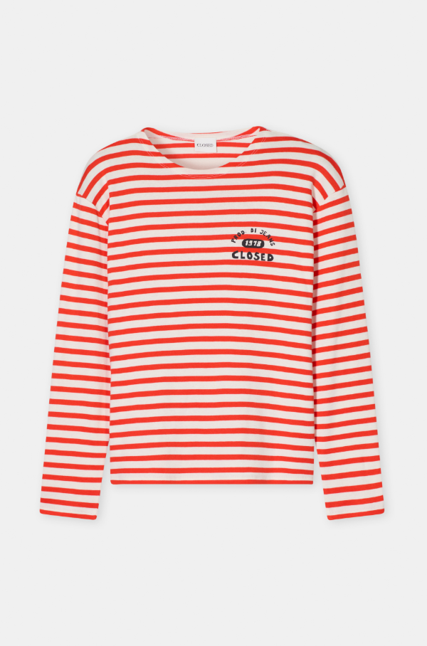 Langarmshirt gestreift Coral red