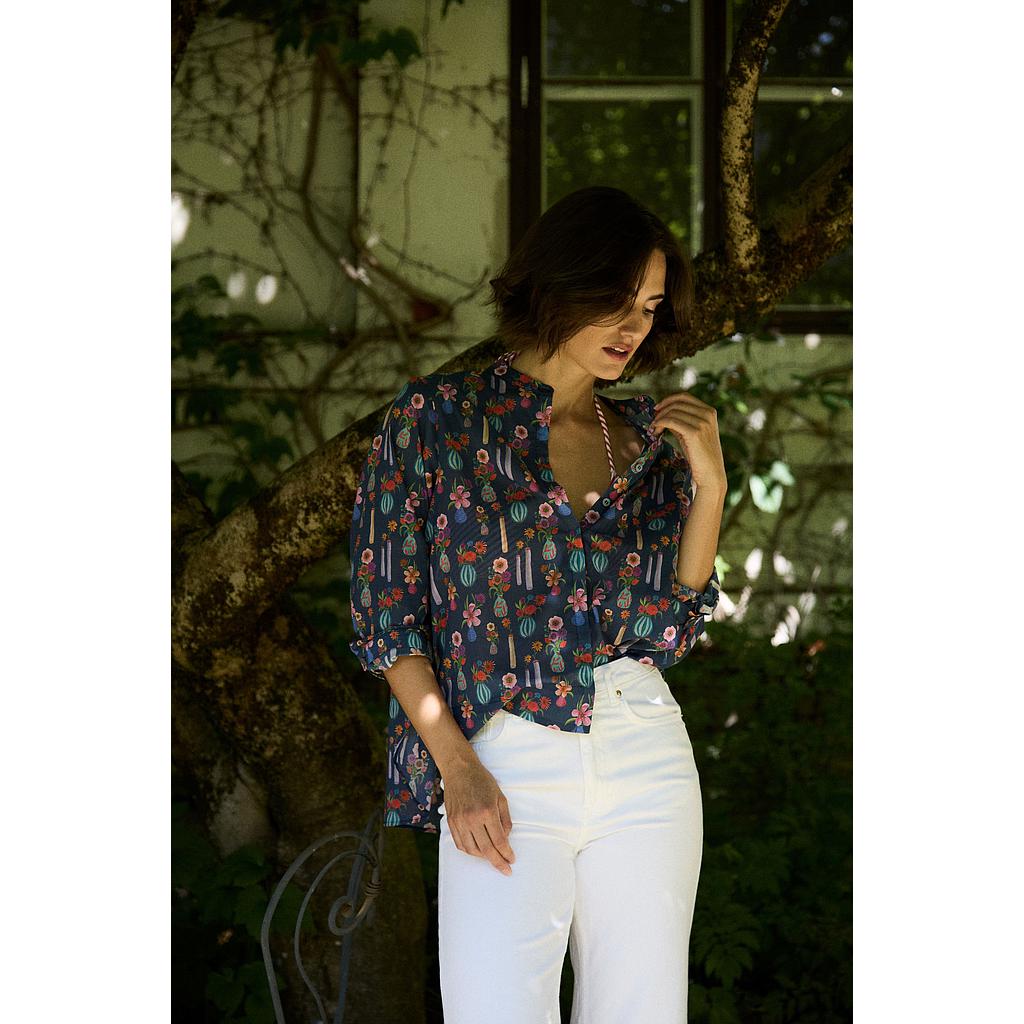 Bluse Bineta Flowers on navy