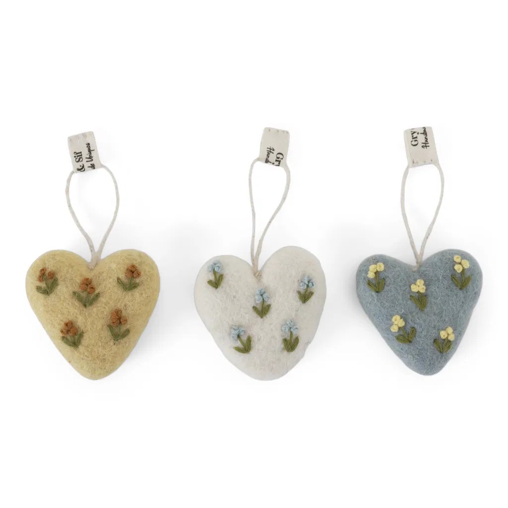 Anhänger Herz 3er Set Mini Blumenmotive Multi