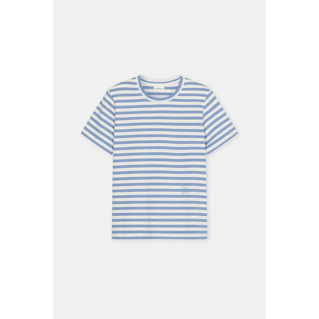 T-Shirt Basic stripe stone blue