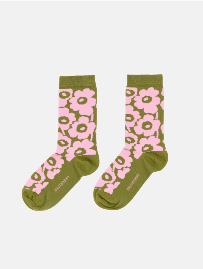 Socken Linjaus Unikko rosa/ grün