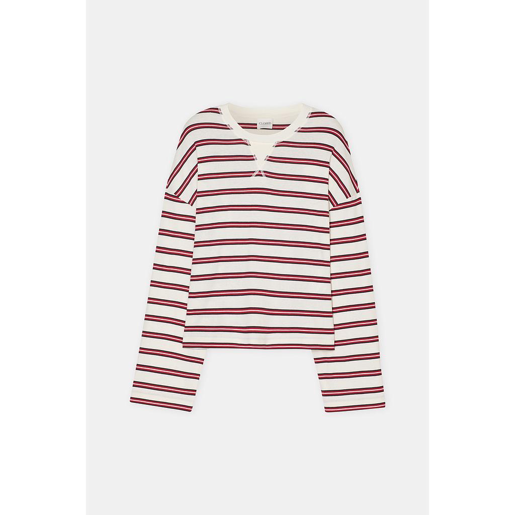 Langarmshirt Crewneck gestreift ivory