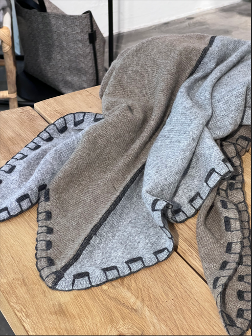 Kaschmirtuch Tomela eco walnut/ slate grey