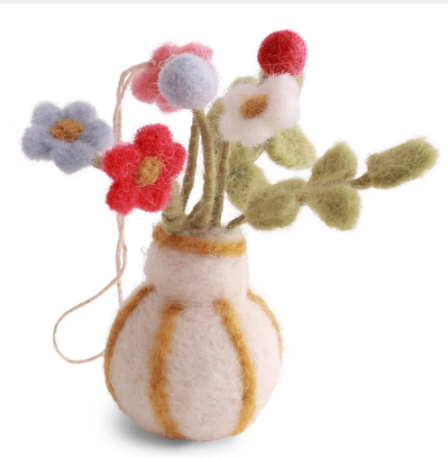 Anhänger Vase Streifen und Blumen