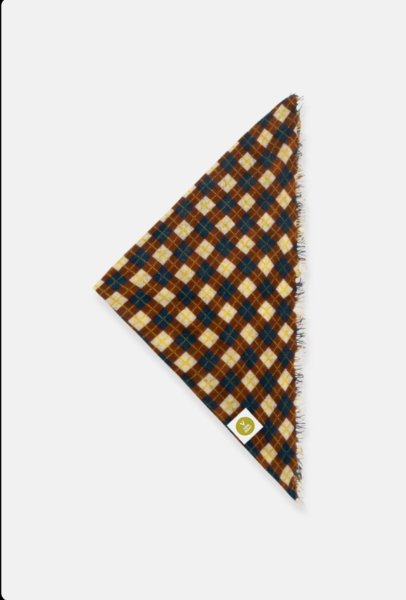 Bandana Karo XL Cashmere blau/braun/ beige