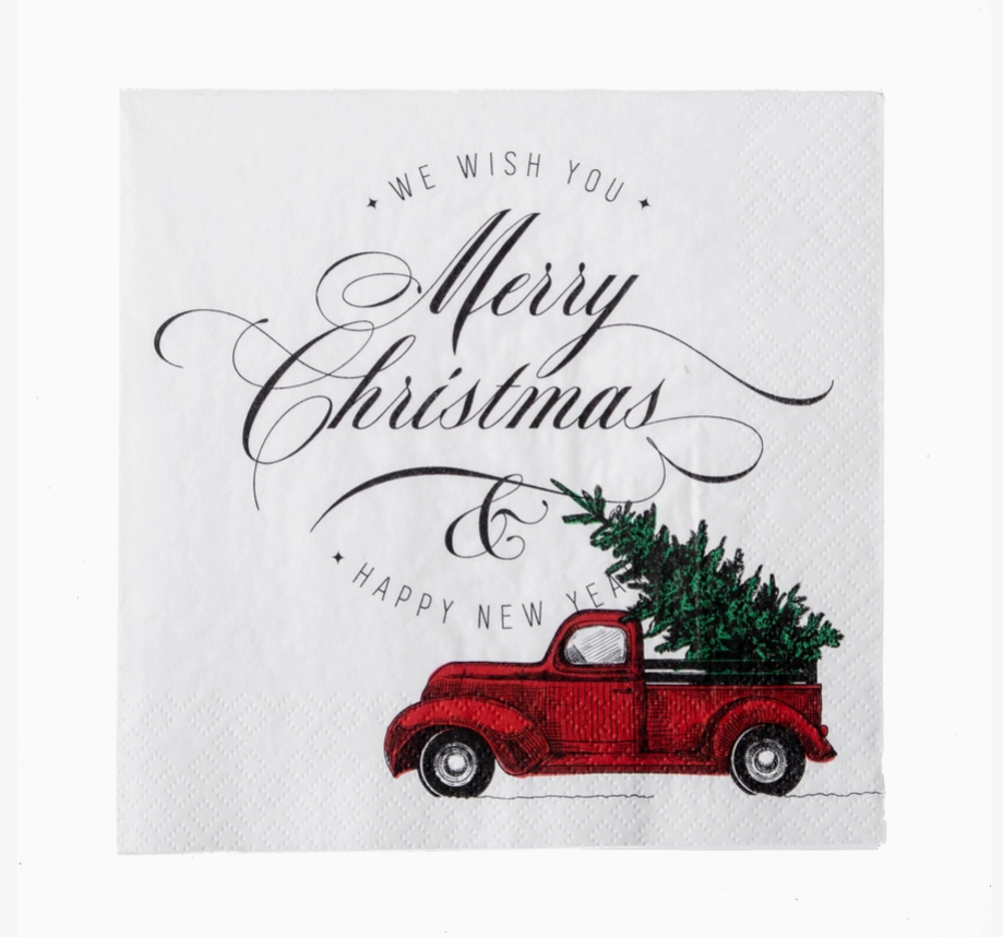 Servietten Merry Christmas Car