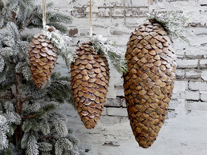 4er SetTannenzapfen mit Schnee und Glitzer (Kopie)