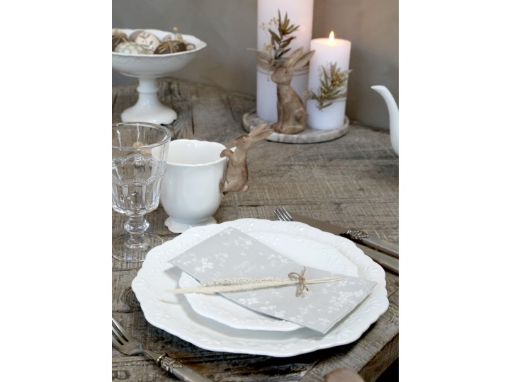Serviette mit Blumen grau Happy Easter
