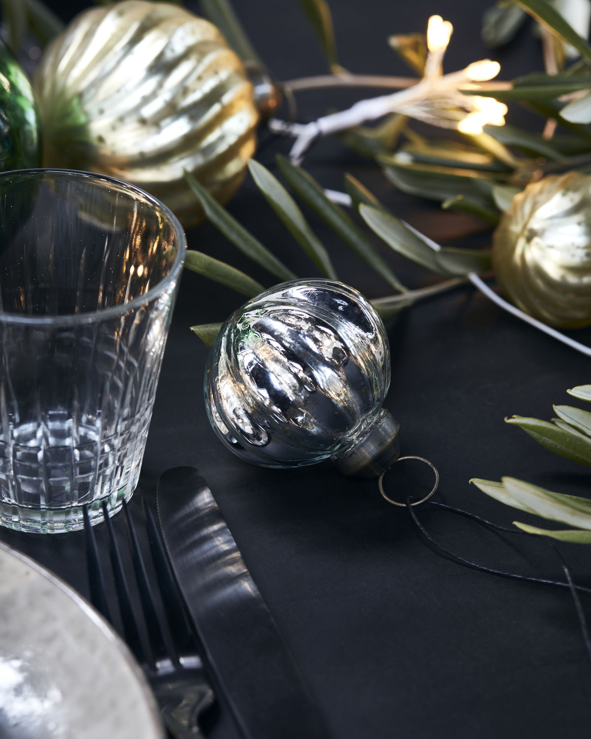 Weihnachtskugel Shim Silber