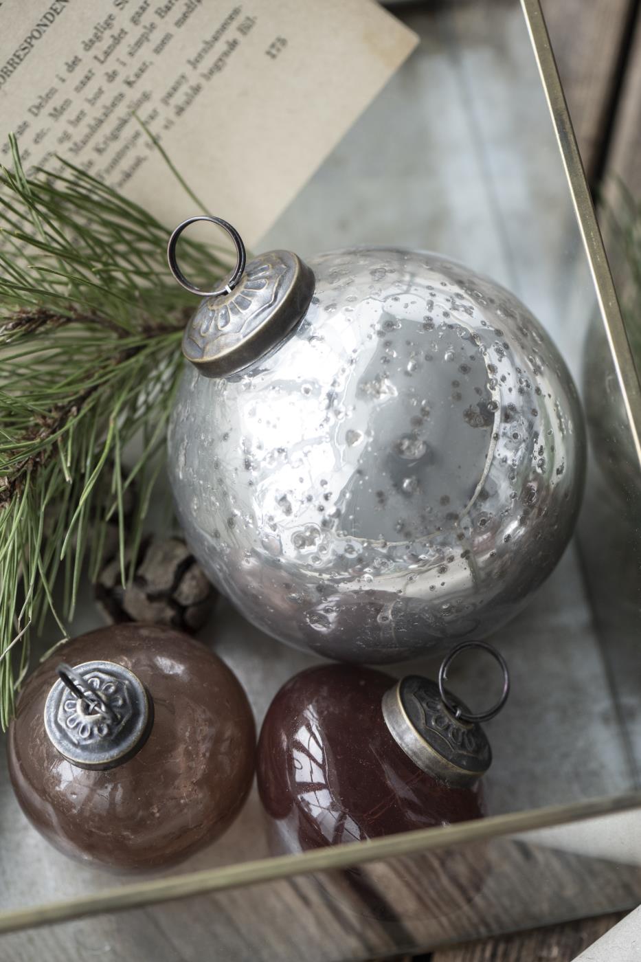 Weihnachtskugel Glas silber