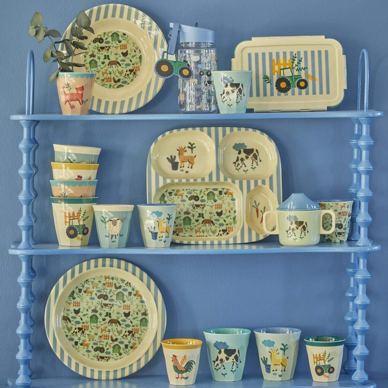 Kinder Melaminteller 4 Abteile Farm print