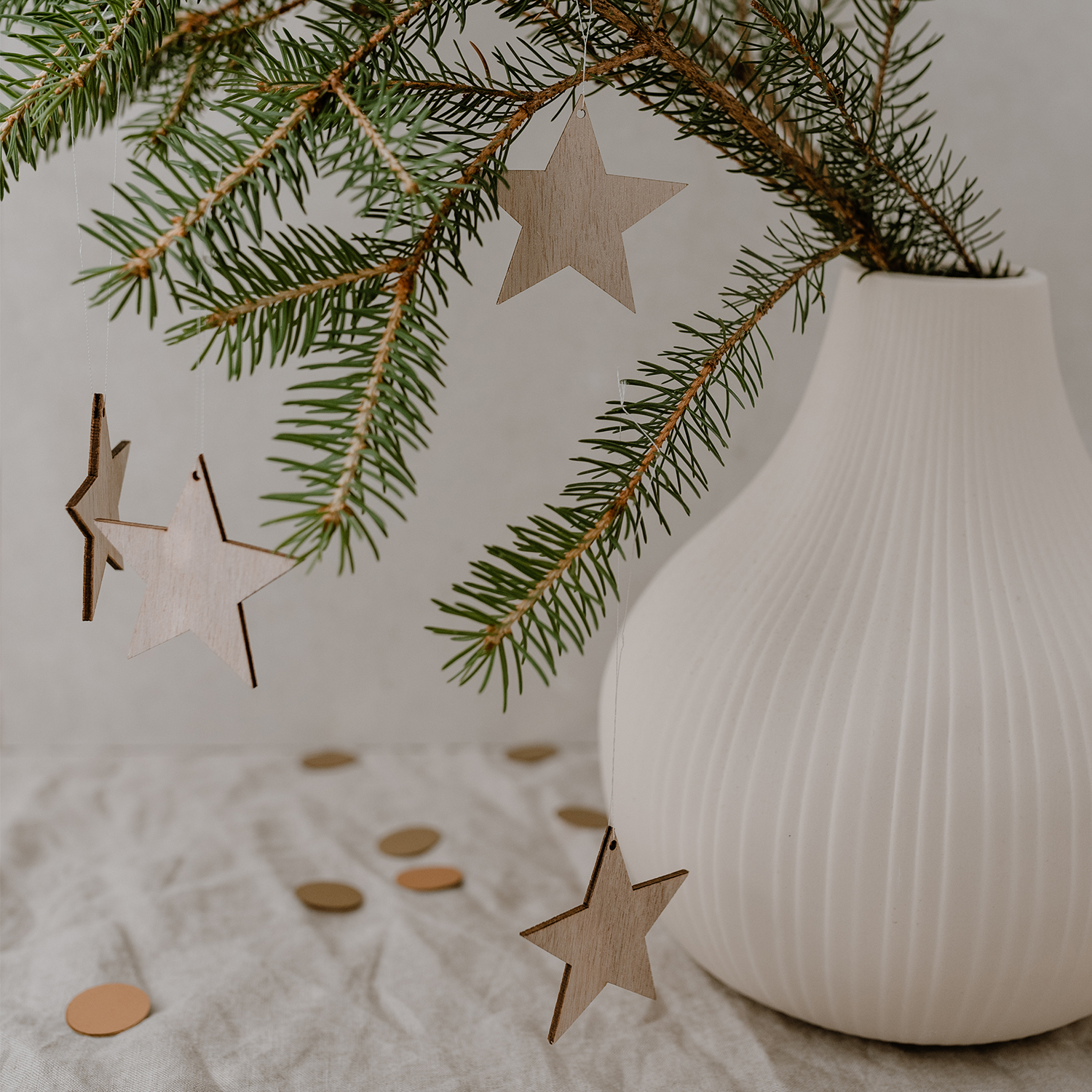 Holzanhänger 8er -  Set Stern natur