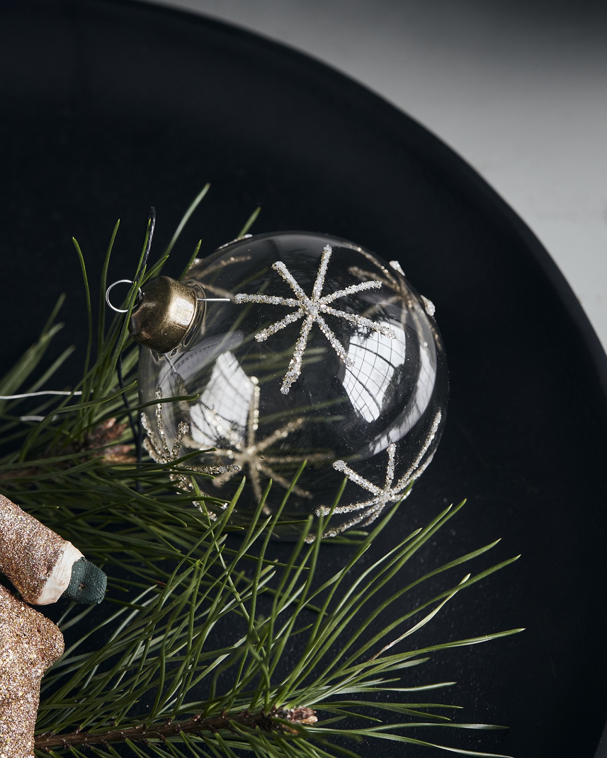 Weihnachtskugel Star clear/silber