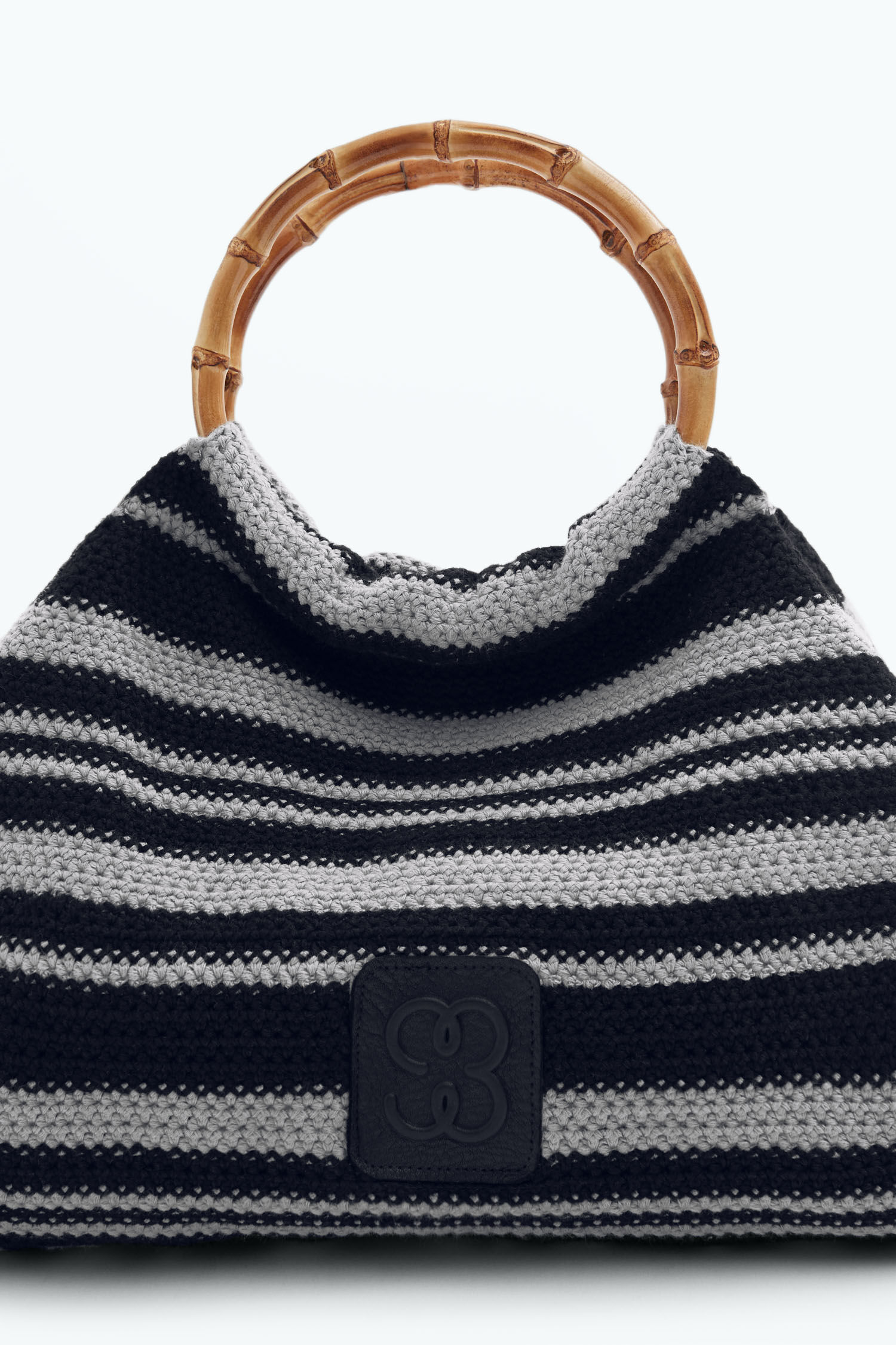 Tasche Bamboo Crochet Sage/ black stripes