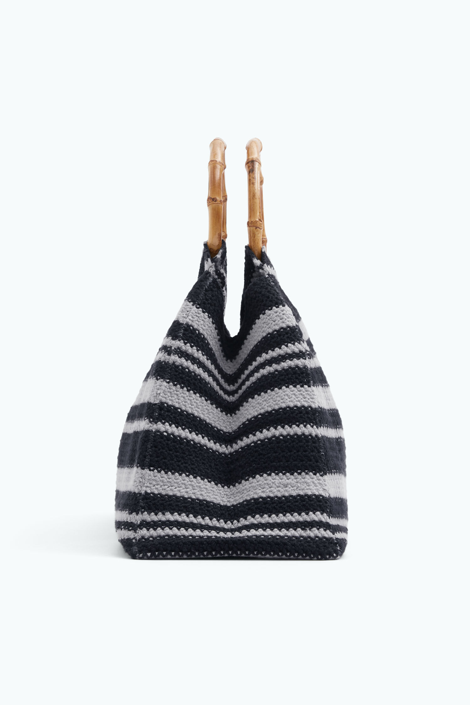 Tasche Bamboo Crochet Sage/ black stripes