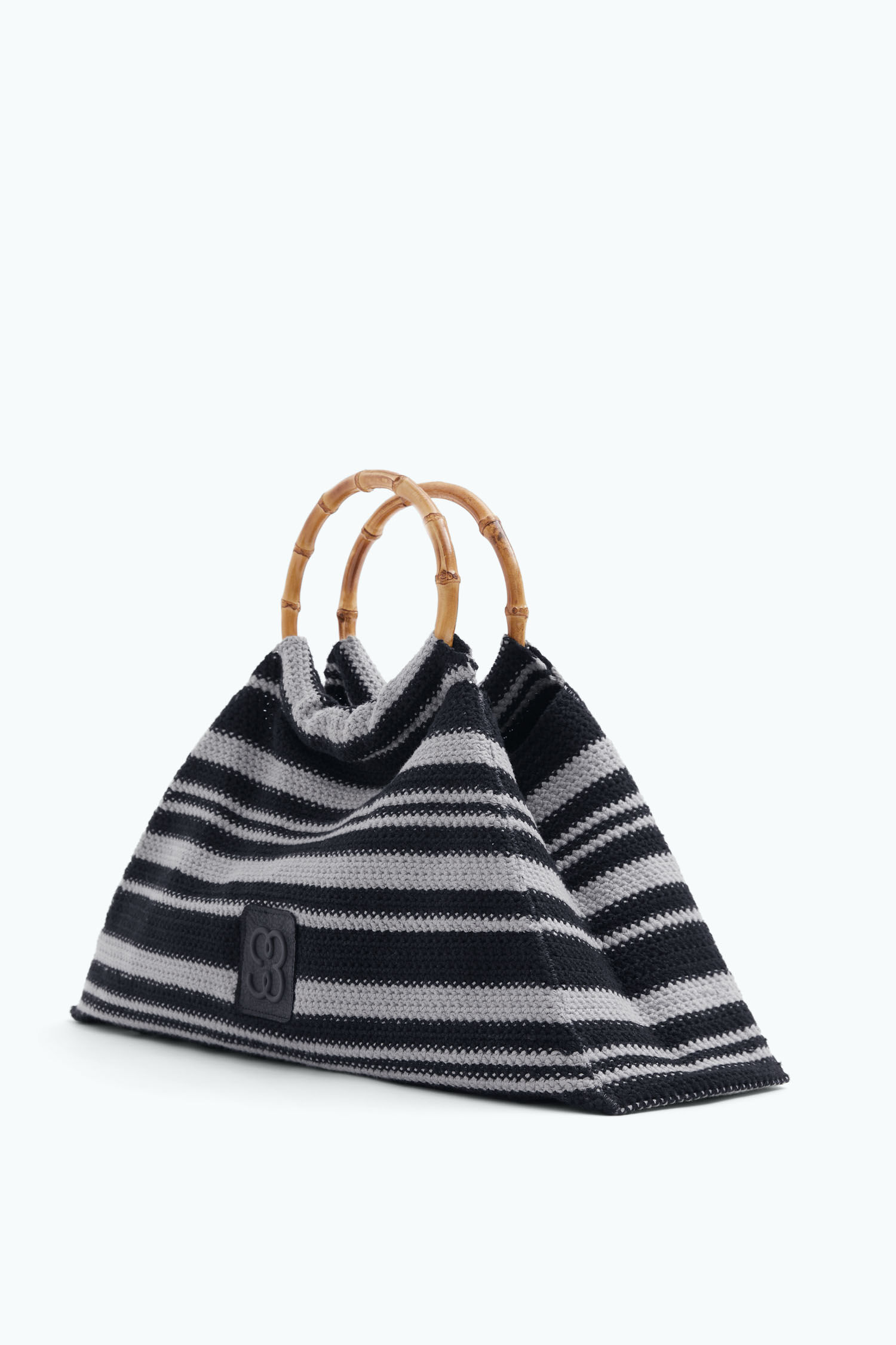 Tasche Bamboo Crochet Sage/ black stripes