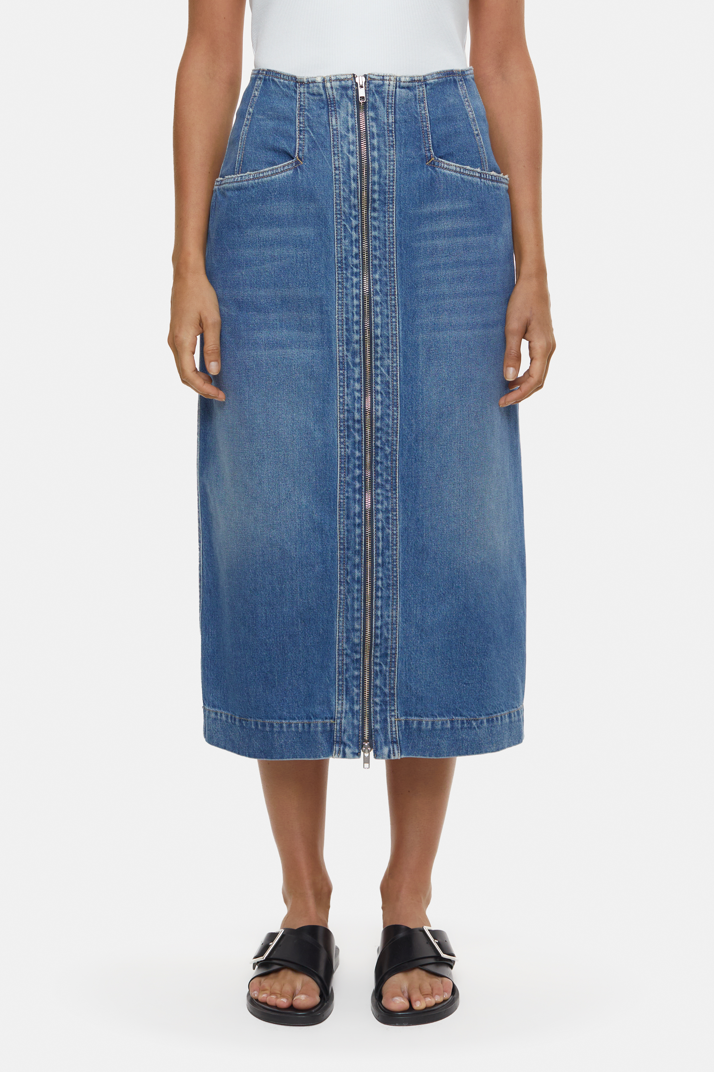 Denimrock mit Zip mid blue