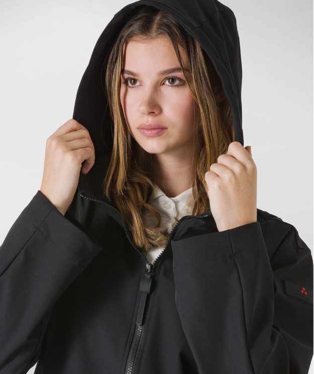 Parka aus Stretch Nylon Schwalbenschwanz schwarz