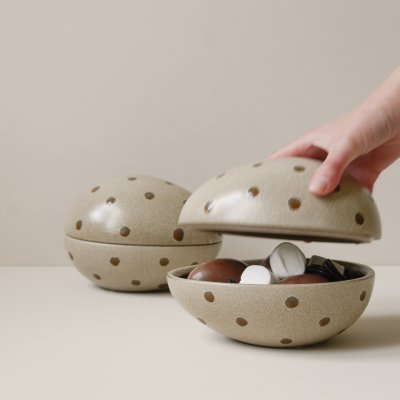 Dekoschale Ei Nest beige dots