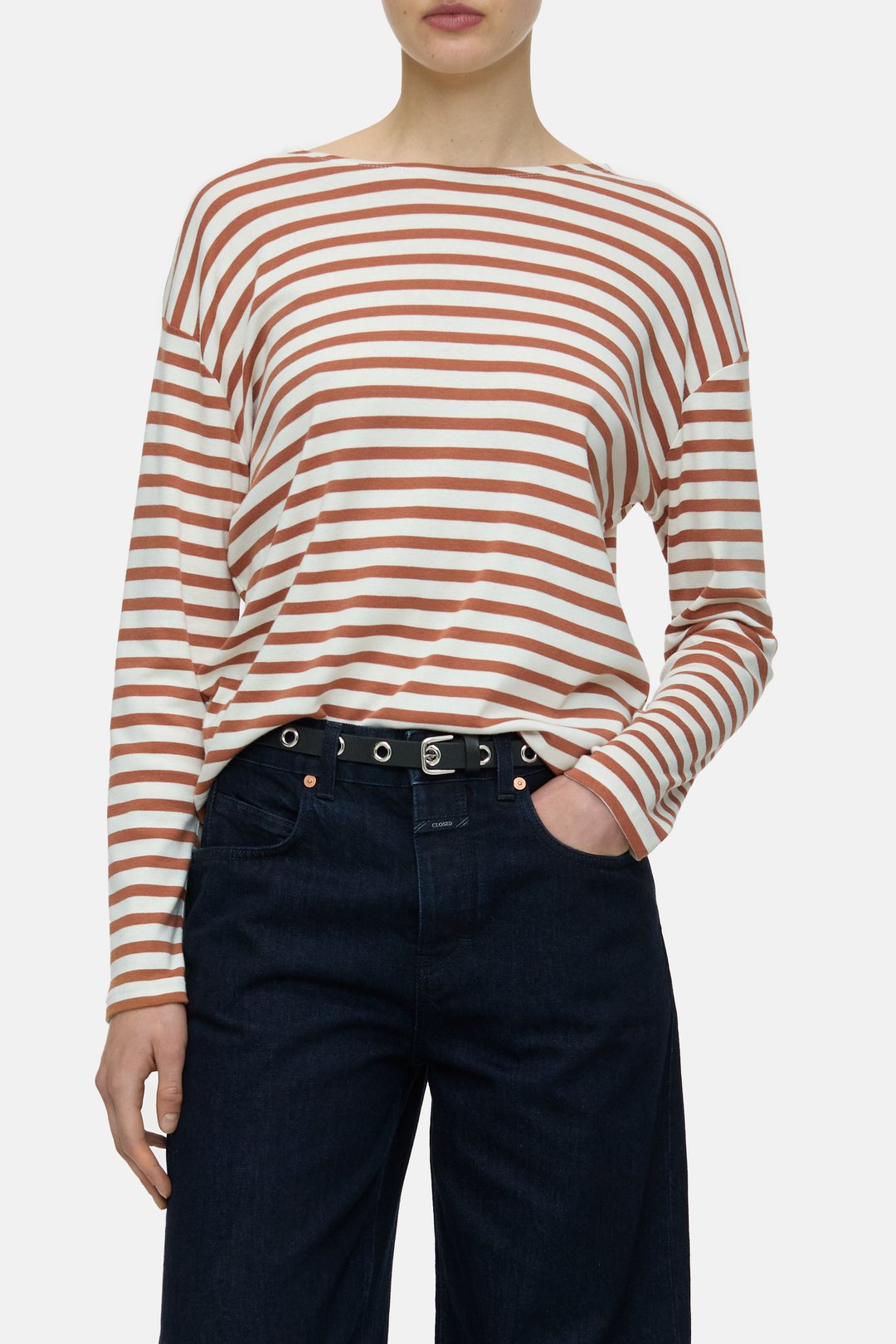Shirt langarm gestreift ferro brown