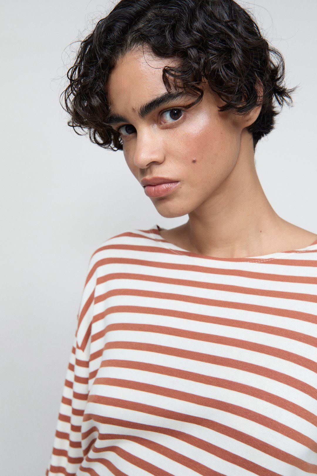 Shirt langarm gestreift ferro brown