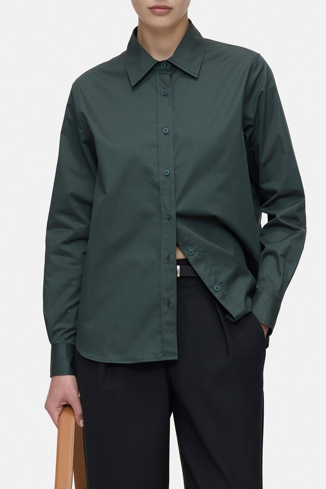 Bluse Baumwoll-Popeline pini green