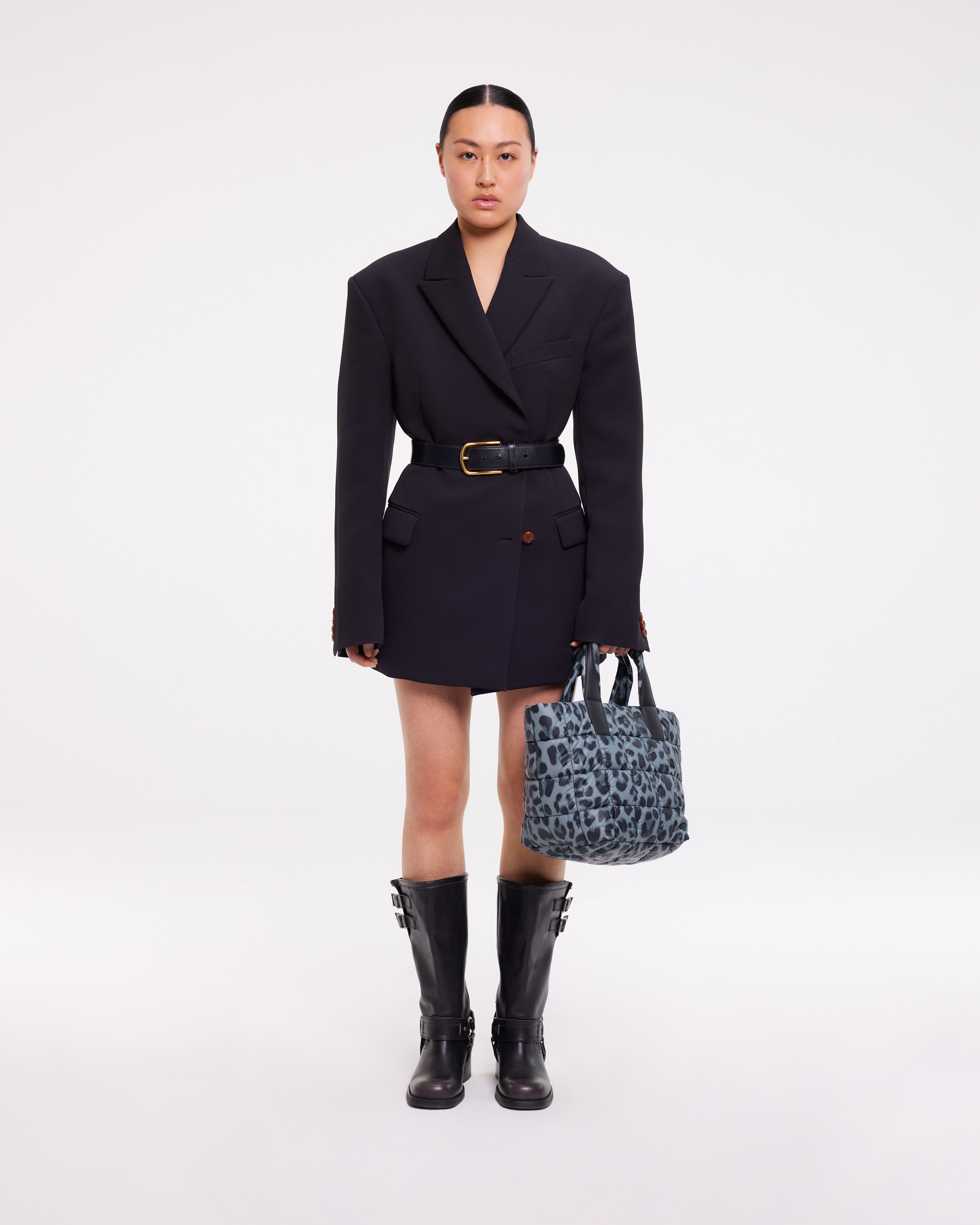 Porter Tote Small Grey Leopard