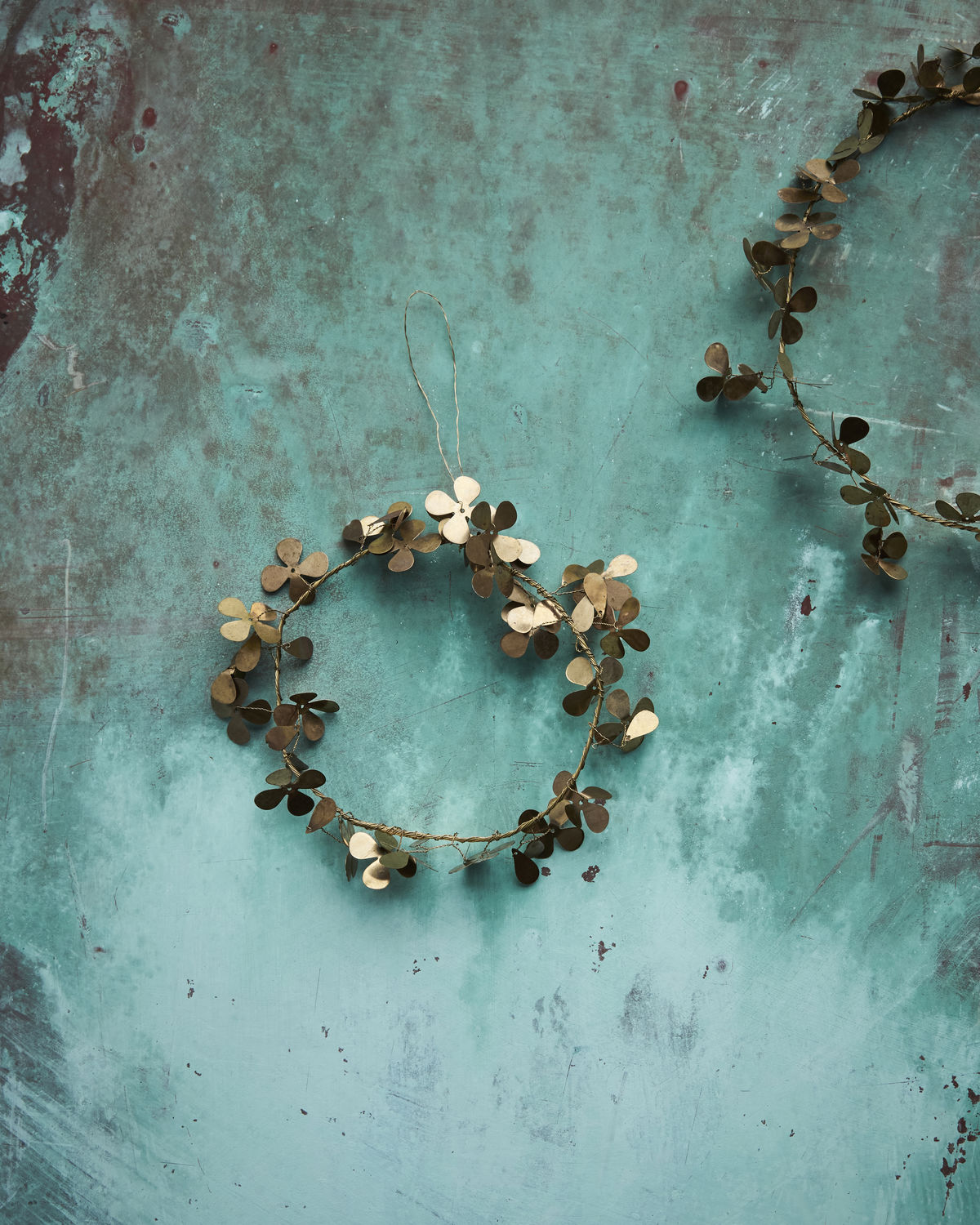 Kranz Kleeblätter Messing