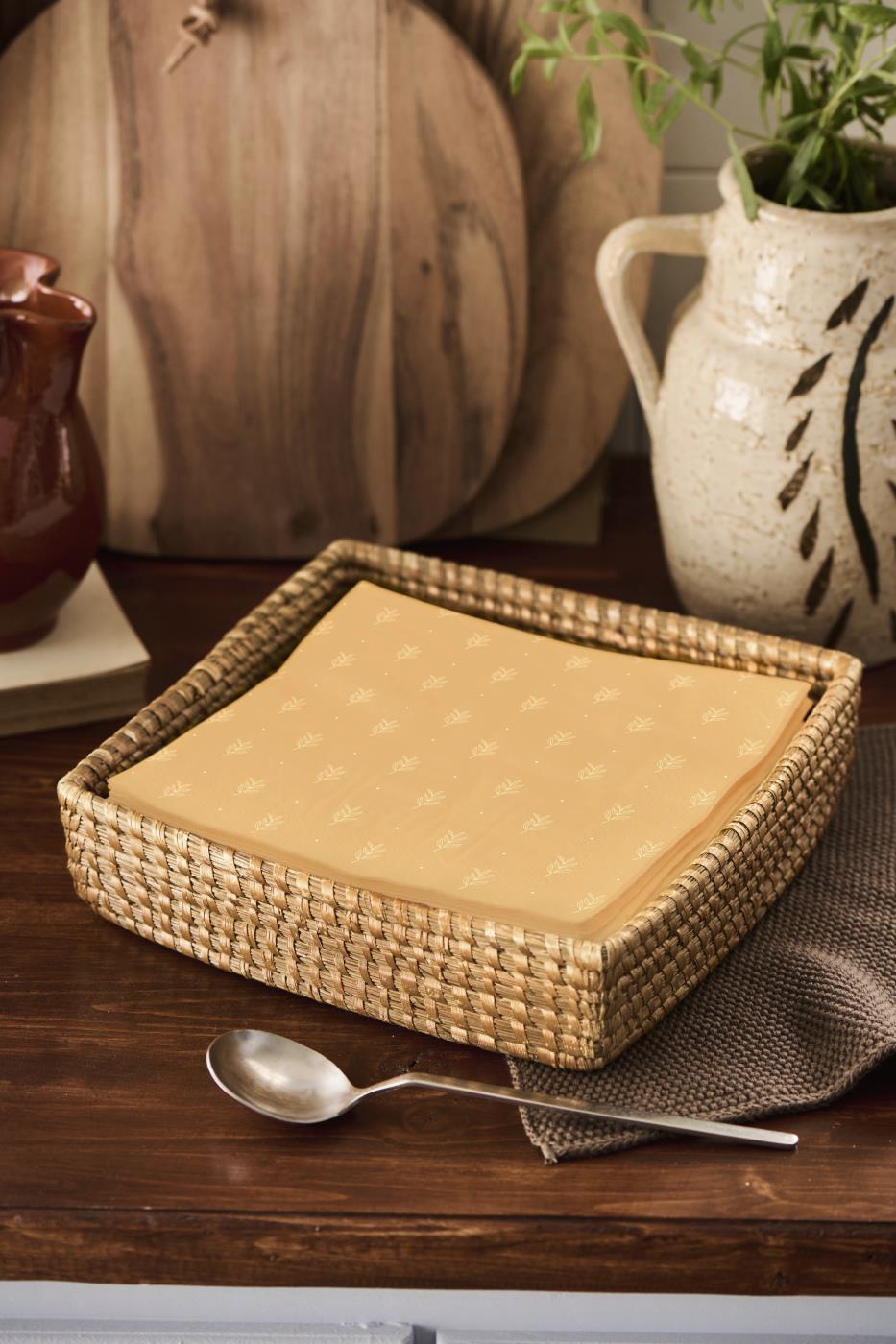 Servietten Blattmuster mustard