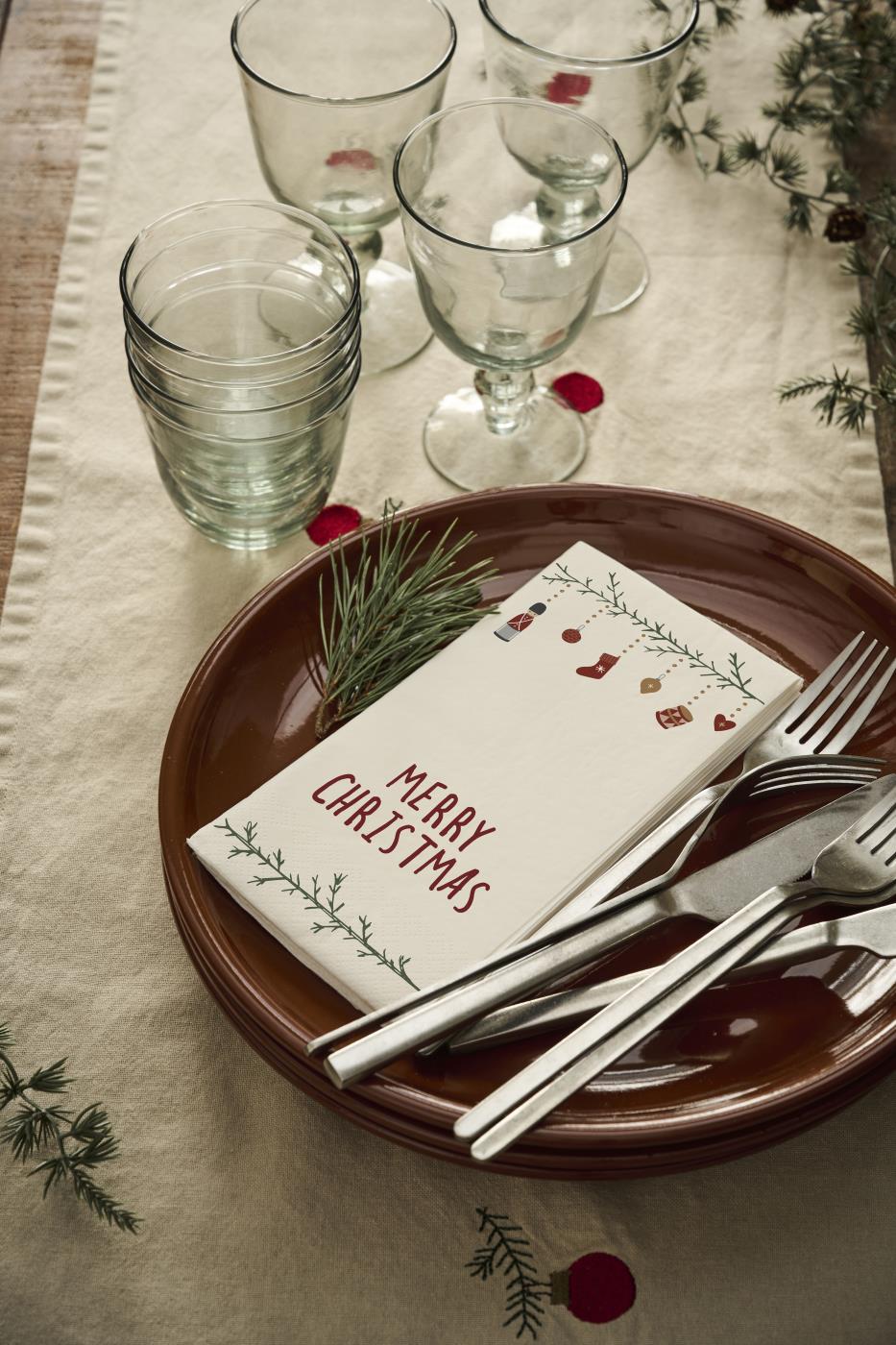 Servietten Merry Christmas Girlande