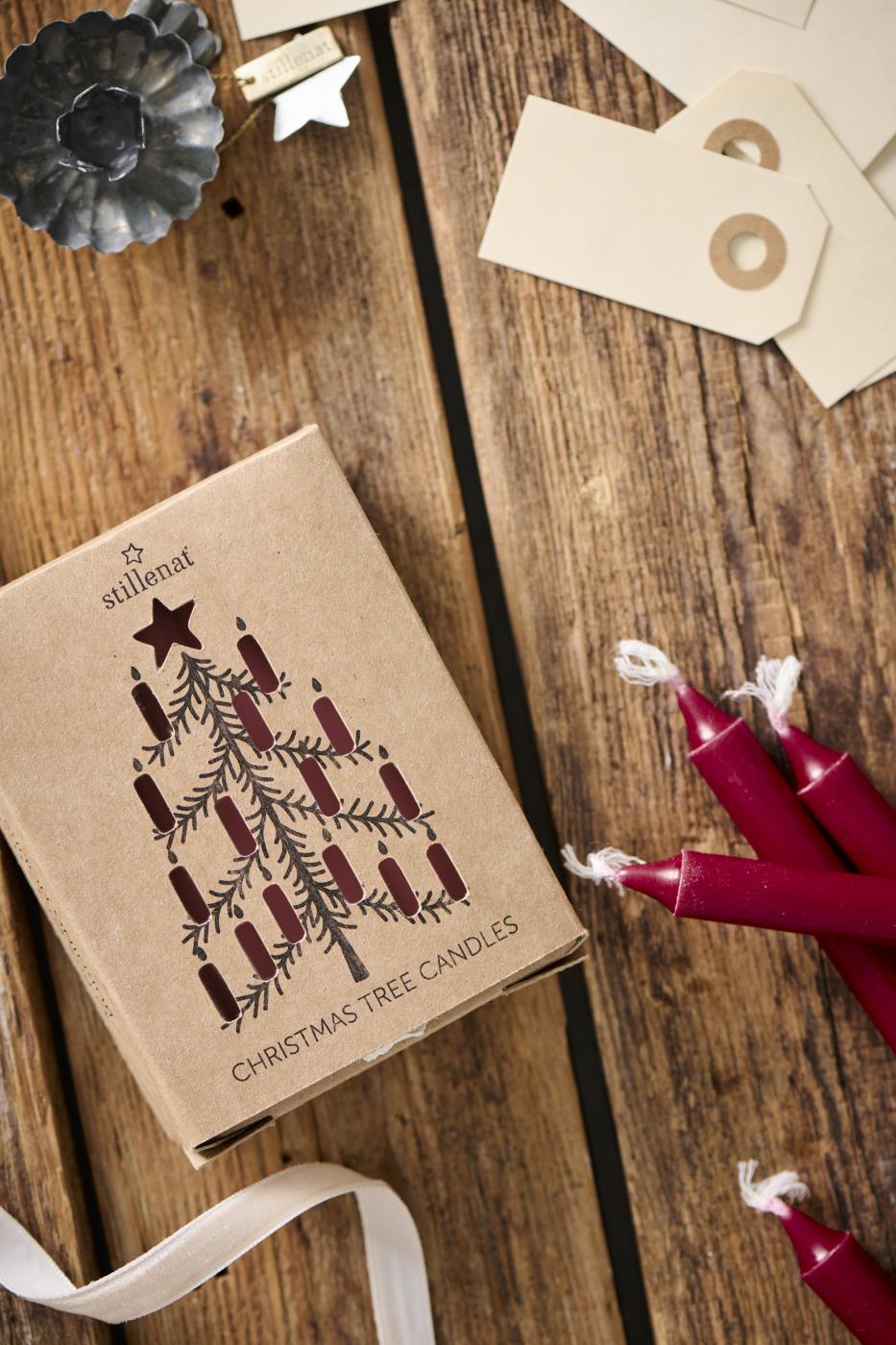 Christbaumkerzen rote 12er Pack