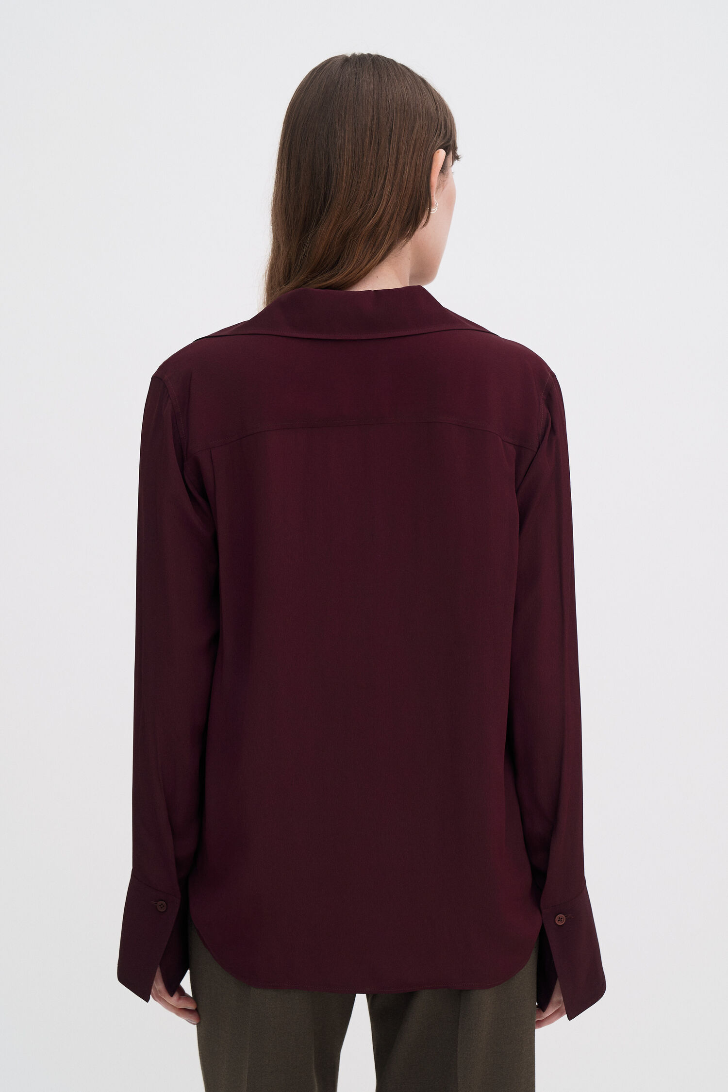 Bluse Half Placket dark burgundy