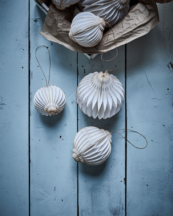 Weihnachtsschmuck, Off-White, Gold